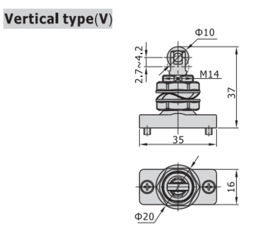 CM3V06T AIRTAC MANUAL VALVES, CM3 SERIES VERTICAL TYPE<BR>COMPACT 3 WAY 2 POSITION N.C, 1/8" NPT PORTS
